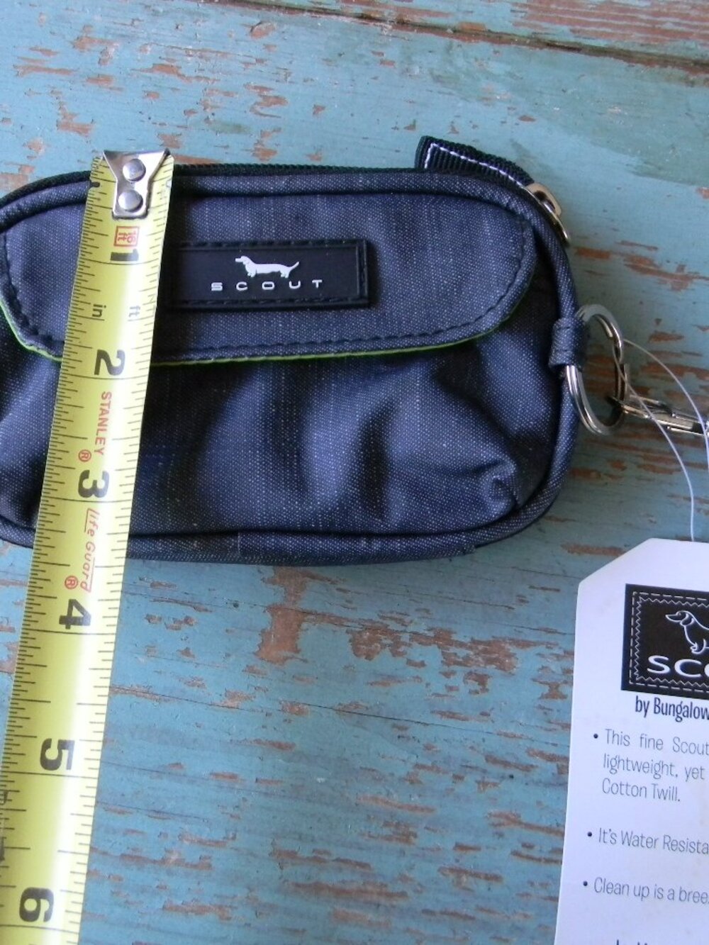 NWT SCOUT Bags Tote-All Package Wristlet ID Window  GRAY/DENIM NYLON SMALL KEY - Picture 2 of 7